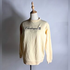 VINTAGE 90s Chautauqua Light Yellow Crewneck Sweatshirt Small